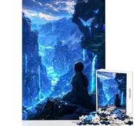 Puzzle da 1000 pezzi per adolescenti Paesaggio da sogno blu incantato Giocattoli antistress Ottimi regali e giocattoli Gioco per famiglie Interazione genitore-figlio Dimensioni 38x26cm