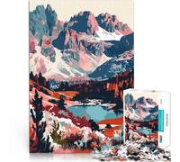 Puzzle da 1000 pezzi per adolescenti Paesaggio del lago di montagna delle Dolomiti, Italia Sfida difficile Decorazione perfetta 52x38cm