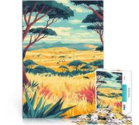 Puzzle da 1000 pezzi per adolescenti Paesaggio della savana africana, arte minimalista Giochi di relax Decorazioni e regali unici per la casa 52x38cm