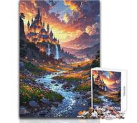 Puzzle da 1000 pezzi per adolescenti, paesaggio fantasy con castello e fiume, vacanze, giochi per rilassarsi, regali per donne e uomini (dimensioni 50x75cm)