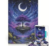 Puzzle da 1000 pezzi per adolescenti, paesaggio fantasy con isola galleggiante e luna, gioco rilassante, stimolante da completare, per rafforzare l'amore tra le coppie 38x26cm