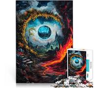Puzzle da 1000 pezzi per adolescenti Paesaggio fantasy con sfera fluttuante Difficile Duro Migliorare l'amore tra le coppie 38x26cm