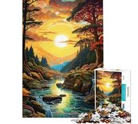 Puzzle da 1000 pezzi per adolescenti paesaggio fluviale al tramonto in stile pixelato puzzle per adulti gioco rilassante decorazione per la casa regalo antistress (dimensioni 38x52cm)