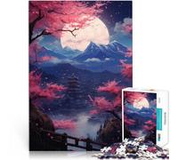 Puzzle da 1000 pezzi per adolescenti Paesaggio giapponese al chiaro di luna apprendimento educativo Lista dei desideri con Babbo Natale 38x26cm