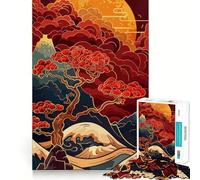 Puzzle da 1000 pezzi per adolescenti,paesaggio giapponese bordeaux,stampa artistica Kintsugi,intaglio fine,gioco divertente per allenare la concentrazione,ideale per i momenti di tranquillità,regalo