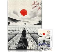 Puzzle da 1000 pezzi per adolescenti Paesaggio giapponese con campo di riso e samurai Gioco intellettuale per migliorare la memoria Regalo di compleanno Dimensioni 50x75cm