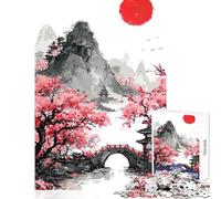 Puzzle da 1000 pezzi per adolescenti Paesaggio giapponese con fiori di ciliegio Decorazione per la casa Giocattoli Ottimo regalo Gioco pratico Lista dei desideri con Babbo Natale Dimensioni 38x26cm