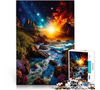 Puzzle da 1000 pezzi per adolescenti Paesaggio marino cosmico Per il divertimento in famiglia con poster abbinato e foglio di quiz 75x50cm