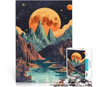 Puzzle da 1000 pezzi per adolescenti Paesaggio montano con luna gigante Difficile e sfidante Decorazione murale Regali unici per compleanno e Natale 26x38cm