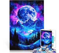 Puzzle da 1000 pezzi per adolescenti Paesaggio montano della luna blu Gioco a quiz con pezzi completamente interconnessi di forma casuale 38x26cm