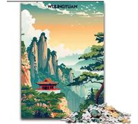 Puzzle da 1000 pezzi per adolescenti, paesaggio montano di Wulingyuan, per 14+ anni, per divertimento in famiglia e serate di gioco, collezione di artisti, belle arti, 26x38cm