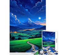 Puzzle da 1000 pezzi per adolescenti Paesaggio notturno con montagna e sentiero Giocattolo educativo Ottimi regali e giocattoli Giochi divertenti Allena il tuo cervello e le tue mani 50x75cm