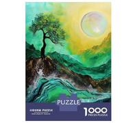 Puzzle da 1000 pezzi per adolescenti, paesaggio smeraldo con albero e luna, puzzle per adulti, giochi rilassanti, antistress, favorisce l'allenamento cerebrale, 52 x 38 cm/1000 pezzi