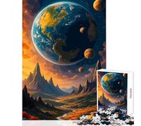 Puzzle da 1000 pezzi per adolescenti Paesaggio terrestre surreale con pianeti Decorazione per la casa Giocattoli Regalo di compleanno Gioco rompicapo Decompressione intellettuale Dimensioni 38x26cm