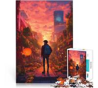 Puzzle da 1000 pezzi per adolescenti Paesaggio urbano al tramonto con figura solitaria Gioco di famiglia per e per la decorazione della casa 52x38cm