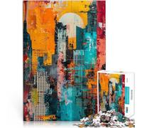 Puzzle da 1000 pezzi per adolescenti Paesaggio urbano astratto giocattoli educativi per l'apprendimento è ideale come regalo per tutta la famiglia 38x26cm