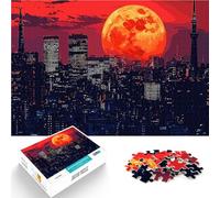 Puzzle da 1000 pezzi per adolescenti Paesaggio urbano con luna gigante Regali di giochi impegnativi perché è ideale come regalo per tutta la famiglia 38x26cm