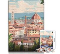 Puzzle da 1000 pezzi per adolescenti, paesaggio urbano di Firenze, Italia, gioco di sfida unico, sfida difficile, regalo per compleanni, dimensioni 50x75cm