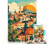 Puzzle da 1000 pezzi per adolescenti Paesaggio urbano di Gerusalemme Sfida difficile con pezzi completamente interconnessi di forma casuale 52x38cm