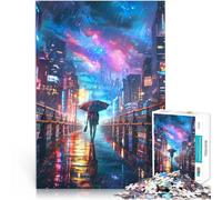 Puzzle da 1000 pezzi per adolescenti Paesaggio urbano di una notte piovosa Gioco pratico con pezzi completamente interconnessi di forma casuale 75x50cm