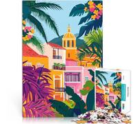 Puzzle da 1000 pezzi per adolescenti Paesaggio urbano mediterraneo tropicale Difficile Duro Migliorare l'amore tra le coppie 38x26cm