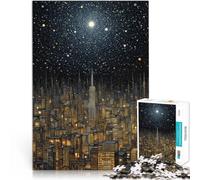 Puzzle da 1000 pezzi per adolescenti Paesaggio urbano notturno con stelle Gioco educativo per famiglie Gioco educativo per compleanno e Natale 38x26cm