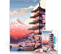 Puzzle da 1000 pezzi per adolescenti Pagoda del Monte Fuji Allena il tuo cervello e le tue mani Migliorare l'amore tra le coppie 75x50cm