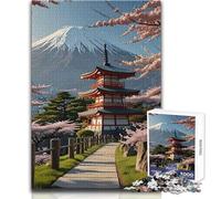 Puzzle da 1000 pezzi per adolescenti, Pagoda giapponese con il Monte Fuji, Hobby rilassante, gioco pulito e coerente, dimensioni 50x75cm