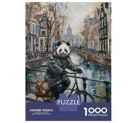Puzzle Da 1000 Pezzi Per Adolescenti Panda Bicycle Amsterdam Puzzle Giochi Per Famiglie Decorazione Murale Regali Unici Per Compleanno E Natale 70x50cm/1000pcs