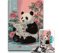 Puzzle da 1000 pezzi per adolescenti Panda che legge il giornale Puzzle per adolescenti, gioco stimolante ideale come regalo per tutta la famiglia (dimensioni 38x26cm)