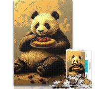 Puzzle da 1000 pezzi per adolescenti, panda che mangia torta, puzzle per adulti, antistress, per ammazzare il tempo in vacanza, per migliorare l'amore tra coppie, 50x75cm
