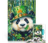 Puzzle da 1000 pezzi per adolescenti Panda del giorno di San Patrizio sfida educativa Ogni pezzo è unico - Gioco divertente e stimolante per tutta la famiglia 75x50cm