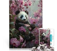 Puzzle da 1000 pezzi per adolescenti Panda in fiore Difficile da completare ma divertente e umoristico è ideale come regalo per tutta la famiglia 52x38cm