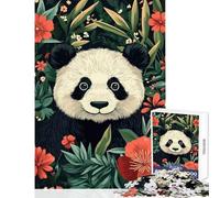 Puzzle da 1000 pezzi per adolescenti Panda nella giungla floreale Decorazione per la casa Giocattoli Regali per donne Uomini Gioco educativo Migliorare l'amore tra coppie Dimensioni 50x75cm