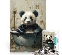 Puzzle da 1000 pezzi per adolescenti Panda nella vasca da bagno Per il divertimento in famiglia Gioco educativo per compleanno e Natale 75x50cm