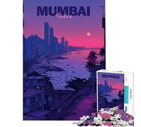 Puzzle da 1000 pezzi per adolescenti panorama di Mumbai al tramonto decorazione per la casa giocattolo sfida impegnativa regalo di Natale o compleanno (38x26cm)