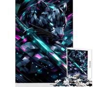 Puzzle da 1000 pezzi per adolescenti Pantera cibernetica con katana Decorazione per la casa Giocattoli Opere d'arte Regalo Giochi divertenti Allena il tuo cervello e le tue mani Dimensioni 38x26cm