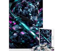 Puzzle da 1000 pezzi per adolescenti Pantera cibernetica con katana Decorazione per la casa Giocattoli Regalo di compleanno Gioco rompicapo Lista dei desideri con Babbo Natale Dimensioni 50x75cm