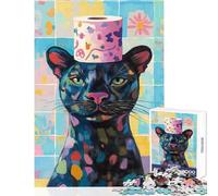 Puzzle da 1000 pezzi per adolescenti Pantera nera con cappello di carta igienica Decorazione per la casa Giocattoli Regali di Babbo Natale segreto Gioco educativo Aiuta il cervello Esercizio 38x26cm
