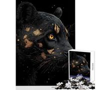 Puzzle da 1000 pezzi per adolescenti Pantera nera con segni dorati Decorazione per la casa Giocattoli Ottimo regalo per giochi educativi Migliora l'amore tra coppie Dimensioni 50x75cm