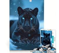 Puzzle da 1000 pezzi per adolescenti: Pantera Nera in inverno con occhi blu, antistress, stimolante e impegnativo, regalo di Natale o compleanno 38x52cm