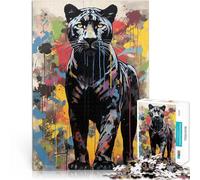 Puzzle da 1000 pezzi per adolescenti Pantera Nera in stile Banksy Sollievo dallo stress con pezzi completamente interconnessi di forma casuale 52x38cm