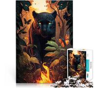 Puzzle da 1000 pezzi per adolescenti Pantera Nera Infuocata Sfida di gioco educativo giocattolo Giocattoli per la decorazione della casa 38x26cm