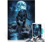 Puzzle da 1000 pezzi per adolescenti Pantera Nera sotto la Luna Giocattolo educativo per l'apprendimento Decorazioni e regali unici per la casa 38x26cm