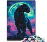 Puzzle da 1000 pezzi per adolescenti Pantera Nera sotto la luna per età 14+ Gioco a quiz Attività divertenti a casa, regalo di compleanno, regali da viaggio 26x38cm