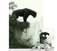 Puzzle da 1000 pezzi per adolescenti Pantera nera sulla scogliera Decorazione per la casa Giocattoli Opere d'arte Regalo Giochi divertenti Allena il tuo cervello e le tue mani Dimensioni 38x52cm