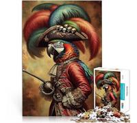 Puzzle da 1000 pezzi per adolescenti Pappagallo come capitano pirata Sfida difficile con pezzi completamente interconnessi di forma casuale 75x50cm
