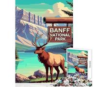 Puzzle da 1000 pezzi per adolescenti,Parco nazionale di Banff,Alce,giocattoli antistress,regalo di compleanno,giochi rilassanti,impegnativi da completare,dimensioni 38x52cm