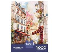 Puzzle Da 1000 Pezzi Per Adolescenti Parisian Cafe Watercolor Print Puzzle Per Adulti Giochi Rilassanti Vacanza A Casa Passatempo Impegnativo Da Completare 52x38cm/1000pcs