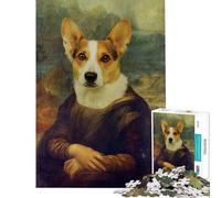 Puzzle da 1000 pezzi per adolescenti parodia della Gioconda con il cane Corgi puzzle per adulti gioco pratico di analisi e logica ottimo regalo per gli appassionati di videogiochi (dimensioni 38x52cm)